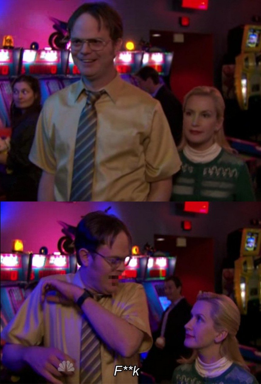 Dwight Scared By Angela Meme Template