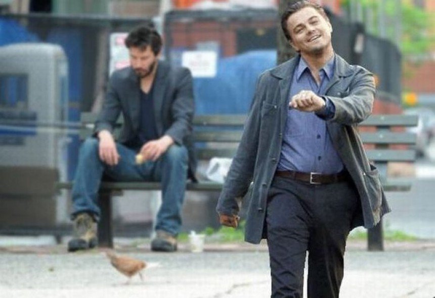 Sad Keanu and Leonardo DiCaprio Meme Template